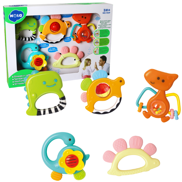 Set de zornăitoare “Dinozauri”, 5 modele