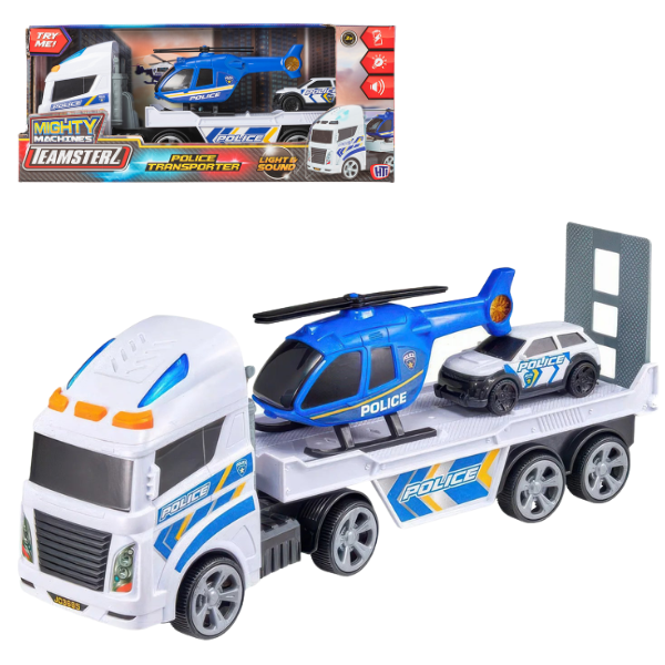 Transportor de poliție Teamsterz cu elicopter și mașină