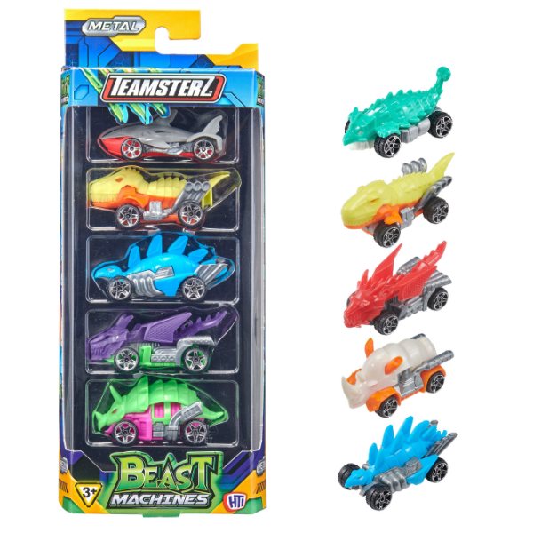 Set de 5 mașini Teamsterz Beast Machines Die-Cast, în as.