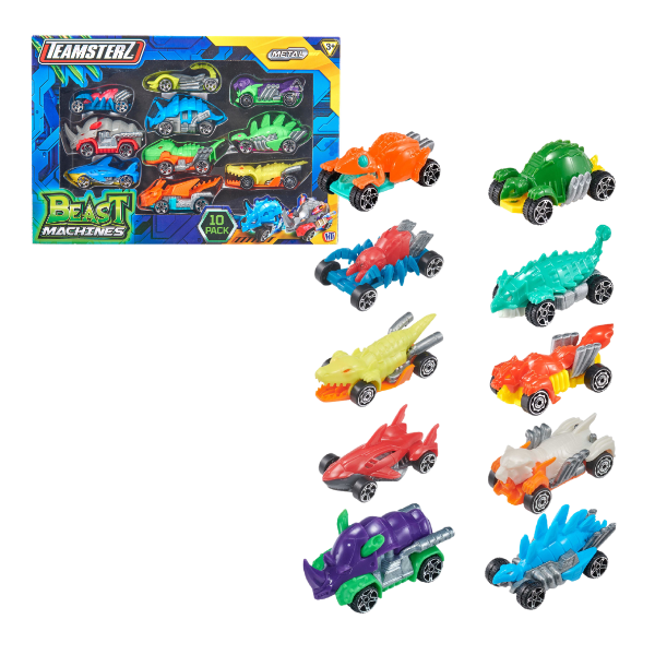 Set de 10 mașini Teamsterz Beast Machines Die-Cast, în as.