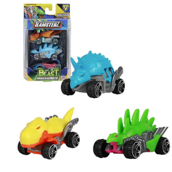 Set de 3 mașini Teamsterz Beast Machines Die-Cast, în as.
