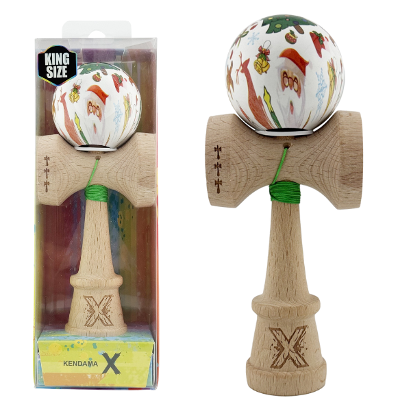 “Kendama X Original: Xmass Party”, Profesionala, Rulment Metalic, Ața 55 cm, Cupe Mari, 7.5 x 6 x 18 cm