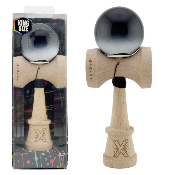 «Kendama Super Sticky X Original», rulment metalic, ața 62/65 cm, King size 7.5 x 6 x 18 cm, „Yin-Yang, finisaj lucios”