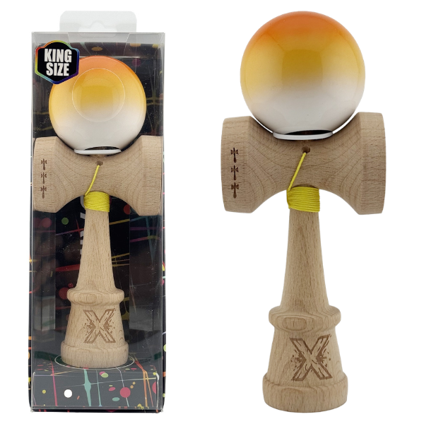 «Kendama Super Sticky X Original», rulment metalic, ața 62/65 cm, King size 7.5 x 6 x 18 cm, „Gradient portocaliu”