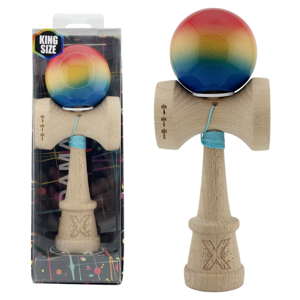 «Kendama Super Sticky X Original», rulment metalic, ața 62/65 cm, King size 7.5 x 6 x 18 cm, „Gradient”