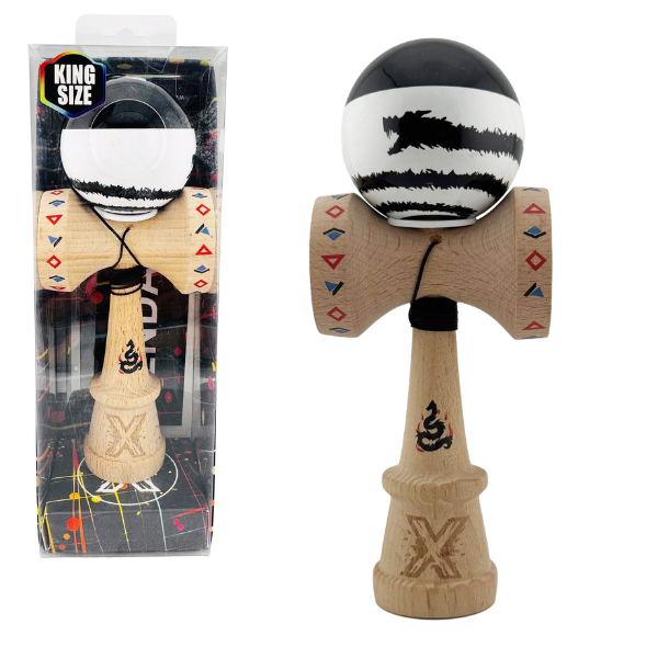 «Kendama Super Sticky X Original», rulment metalic, ața 62/65 cm, King size 7.5 x 6 x 18 cm, „Dragon”