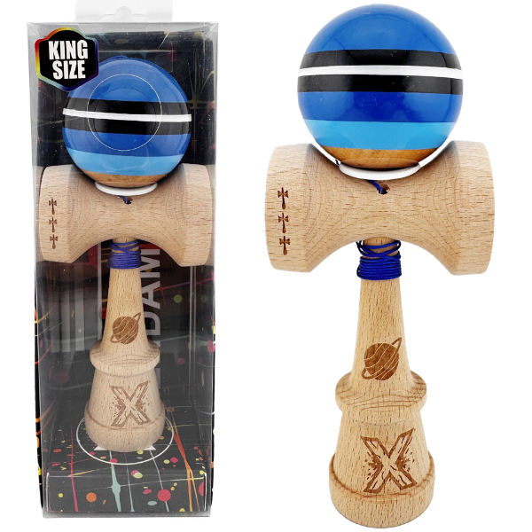 «Kendama Super Sticky X Original», rulment metalic, ața 62/65 cm, King size 7.5 x 6 x 18 cm, „Saturn”