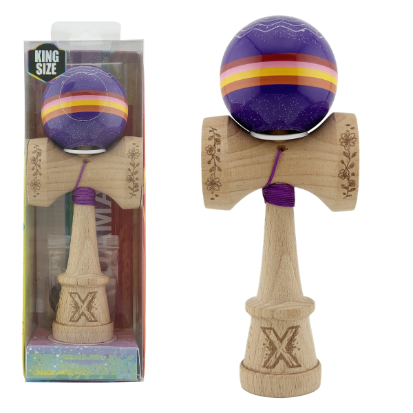 «Kendama Super Sticky X Original», rulment metalic, ața 62/65 cm, King size 7.5 x 6 x 18 cm, „Cer înstelat”