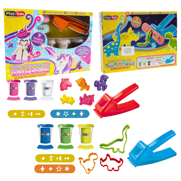 Set de modelare “Unicorn Strălucitor” și “Dinozauri Neon” (as.)