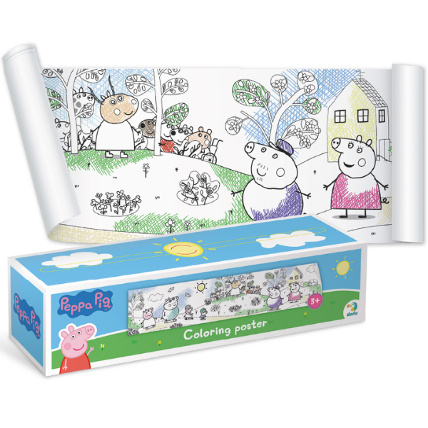 Poster de colorat pentru copii “La plimbare cu familia”, seria Peppa Pig, 70 cm