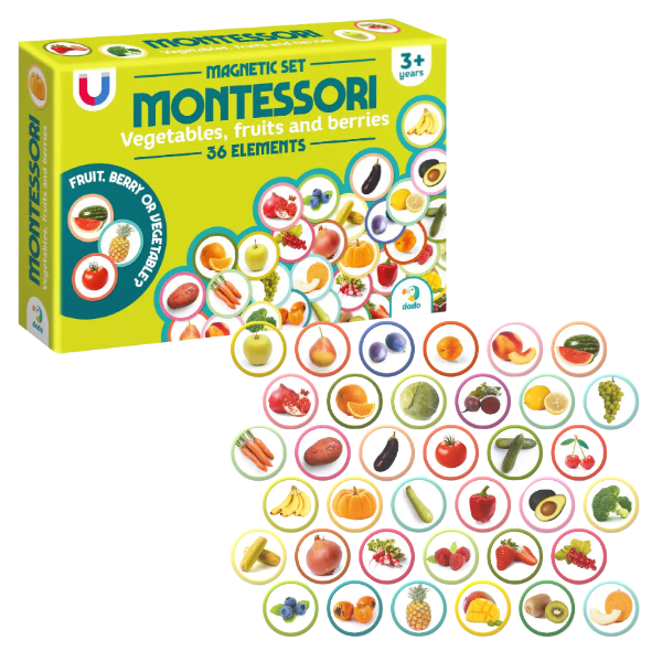 Joc magnetic “Legume, fructe și fructe de pădure”, 36 elem.