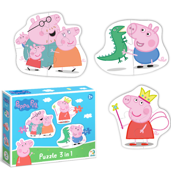 Puzzle 3 în 1 “Familia Peppa Pig”