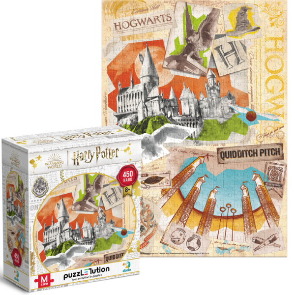 Puzzle “Școala Hogwarts și terenul de Quidditch”, seria Harry Potter, 450 elem.
