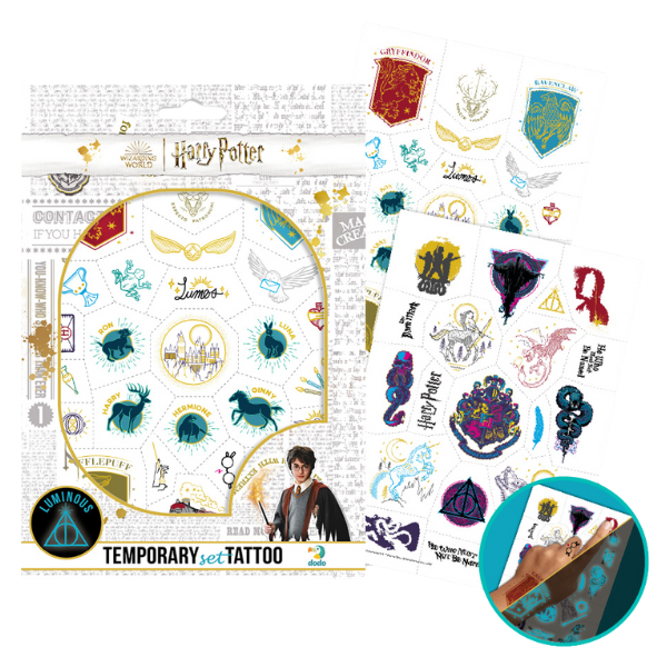 Set de tatuaje temporare pentru copii “Harry Potter: Simboluri”, luminează în întuneric