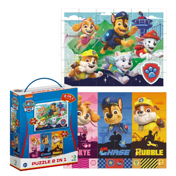 Puzzle 2 în 1 “Cățeluși atât de buni”, seria Patrula cățelușilor, 24 și 36 elem.