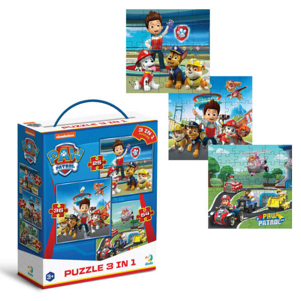 Puzzle 3-în-1 “Gata de acțiune”, 25, 36, 54 piese, seria Patrula Cățelușilor