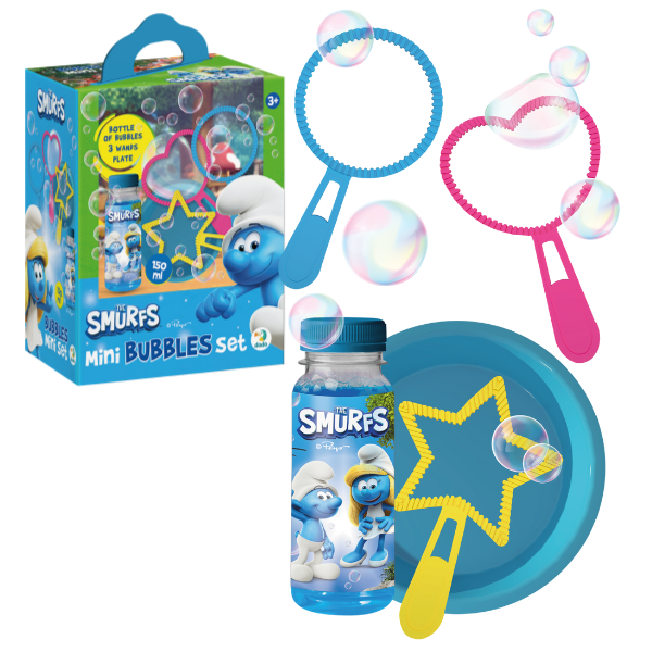 Set mini pentru baloane de săpun “Smurfii”, 150 ml