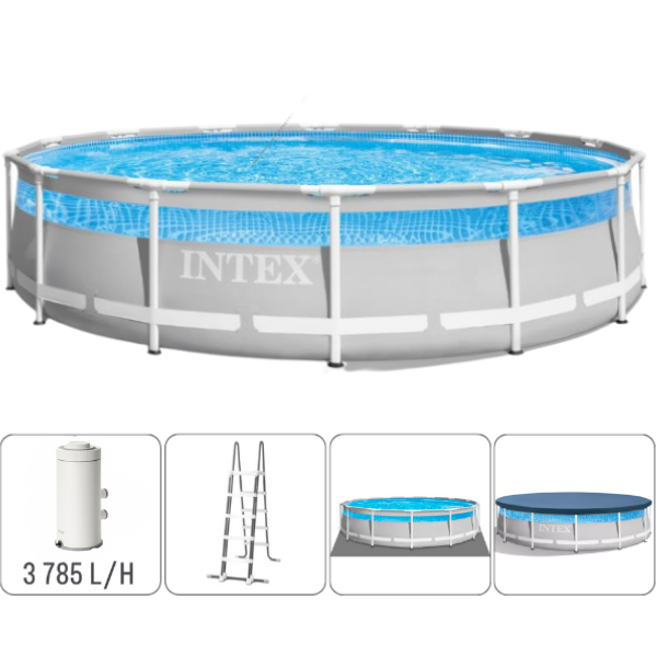 INTEX Piscină PRISM FRAME CLEARVIEW 427x107cm, 12706L, cadru metalic, cu pompă de filtrare