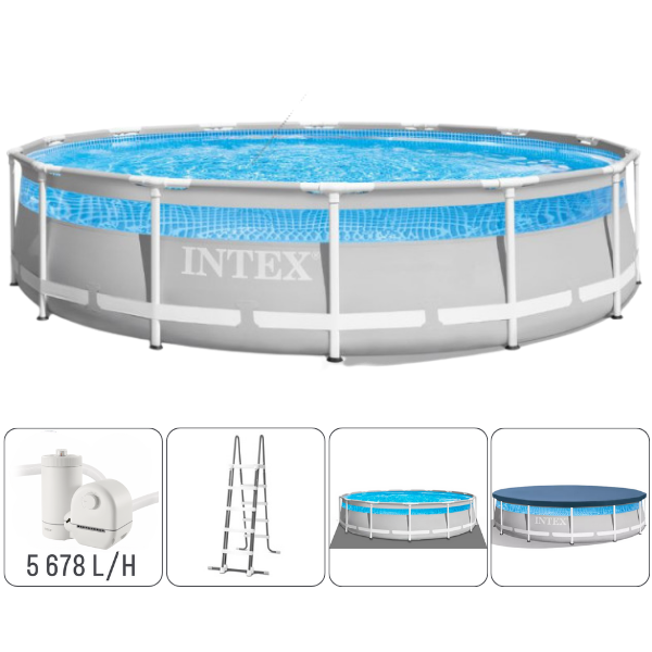 INTEX Piscină PRISM FRAME CLEARVIEW 488x122cm, 19156L, cadru metalic, cu pompă de filtrare
