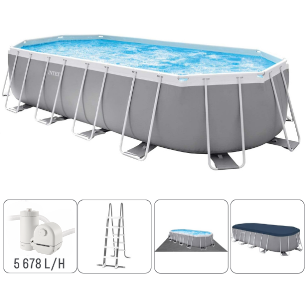 INTEX Piscină PRISM FRAME OVAL  503x274x122сm, 13365L, cadru metalic, cu pompă de filtrare