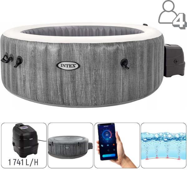 INTEX Jacuzzi SPA gonflabil “Greywood Deluxe” 196х71 cm, 795L, 4 persoane