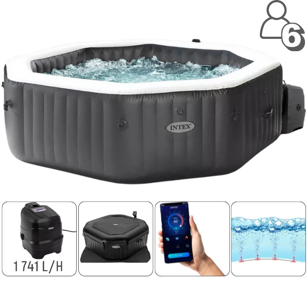 INTEX Jacuzzi SPA gonflabil “Jet & Bubble Deluxe” 218x71cm, 1098L, 6 persoane