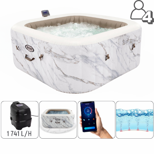 INTEX Jacuzzi SPA gonflabil “Calacatta Dual Zone Deluxe” 175x71cm, 795L, 4 persoane
