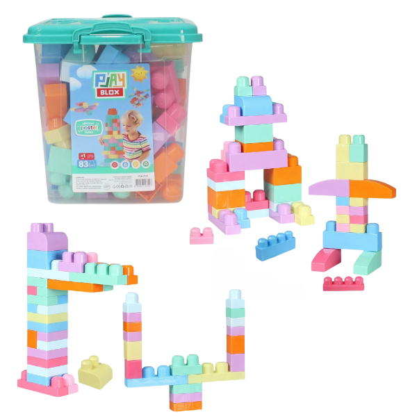 Set de construcție Găleată cu blocuri pastel “Play Blox”, 83 piese