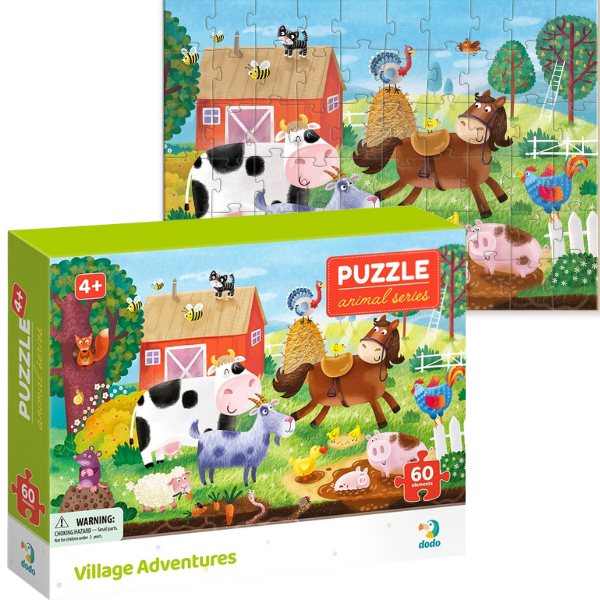Puzzle “Aventurile în sat”, seria Animale, 60 elem.