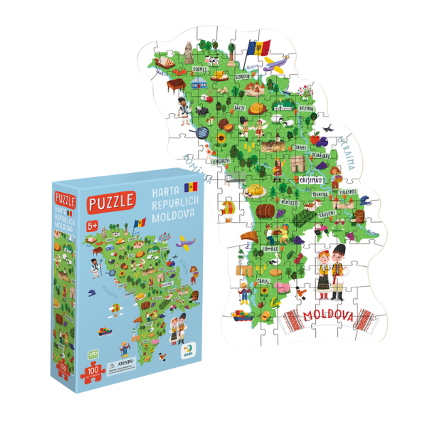 Joc puzzle educațional “Harta Moldovei”, 100 piese