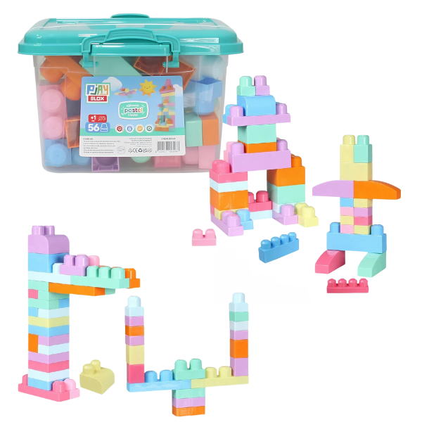 Set de construcție Găleată cu blocuri pastel “Play Blox”, 56 piese