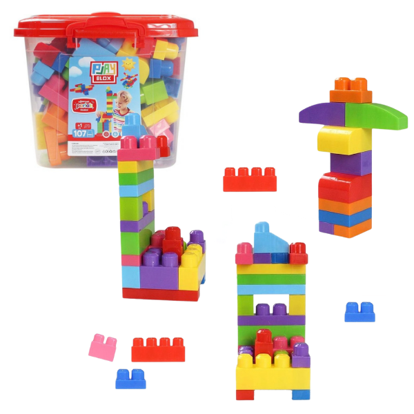 Set de construcție Găleată cu blocuri strălucitoare “Play Blox”, 107 piese