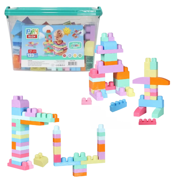 Set de construcție Găleată cu blocuri pastel “Play Blox”, 133 piese