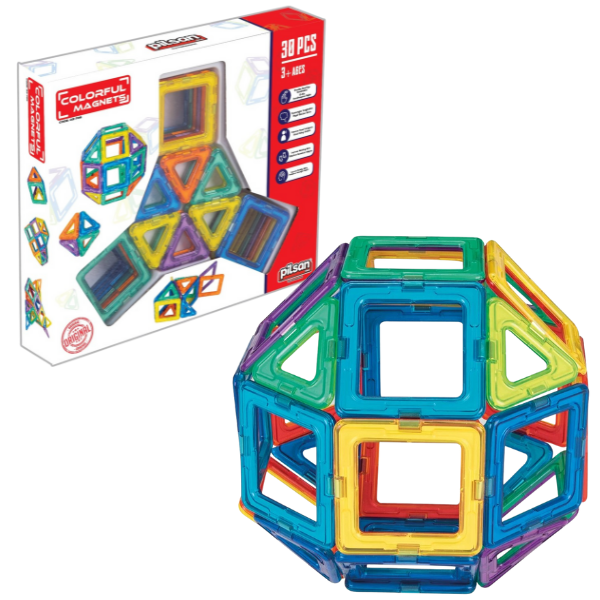 Set de construcții magnetic “Magneți colorați”, 30 buc.