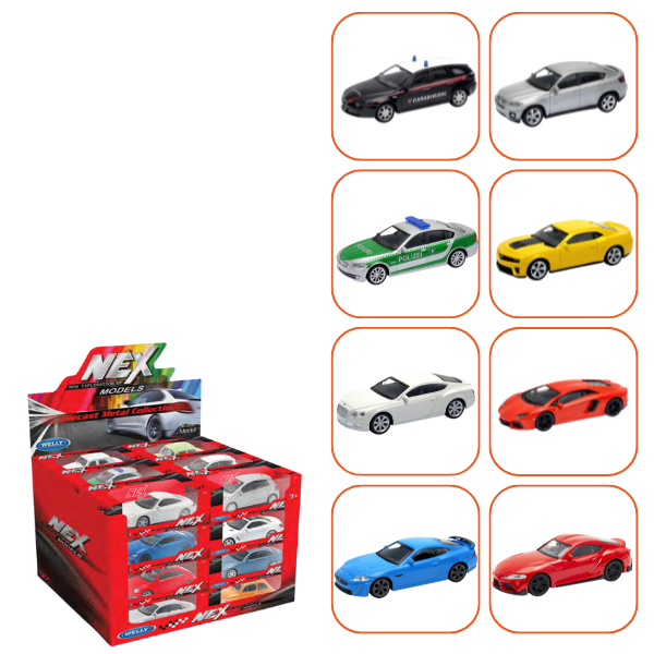 Mașini Metalice de Colecție 1:43 WELLY, 8 modele (23B)
