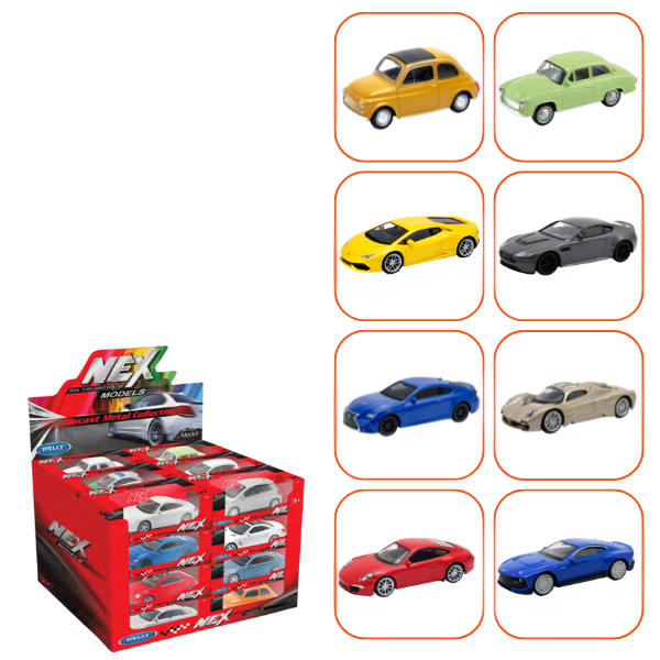 Mașini Metalice de Colecție 1:43 WELLY, 8 modele (25A)