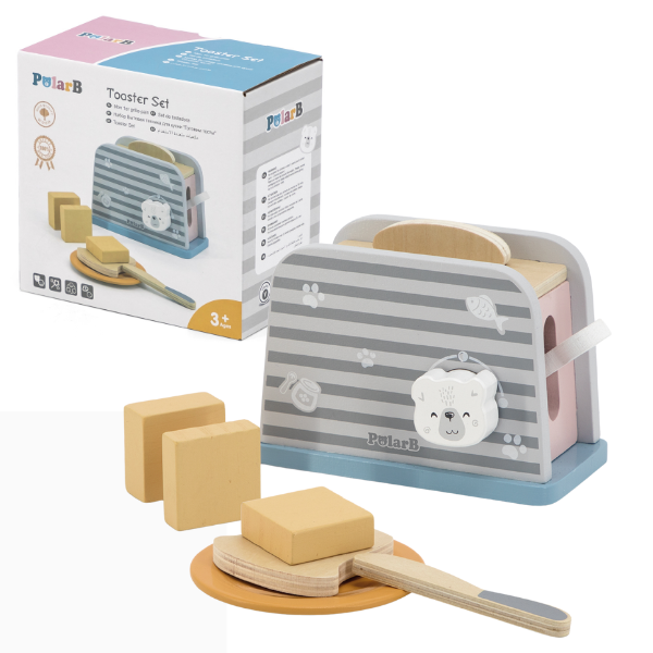 Set de joaca din lemn “Mic dejun cu toaster”, 8 piese