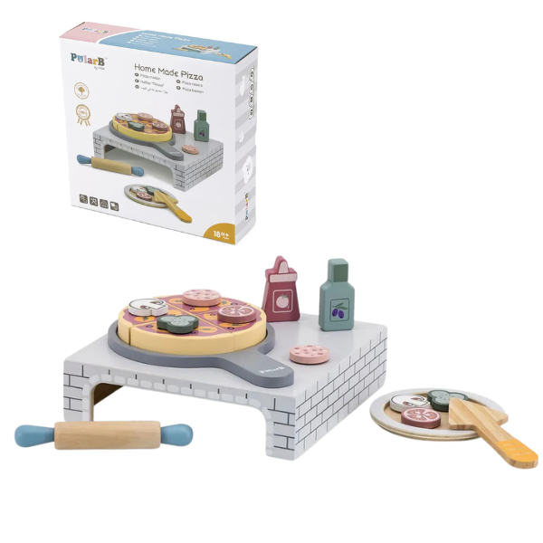 Set de joc din lemn “Pizzerie”, 19 piese