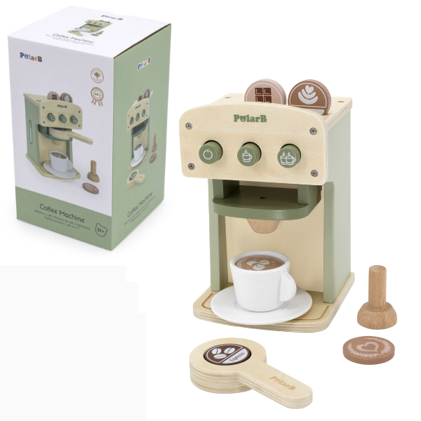 Set de joaca din lemn “Mașină de cafea cu accesorii.”