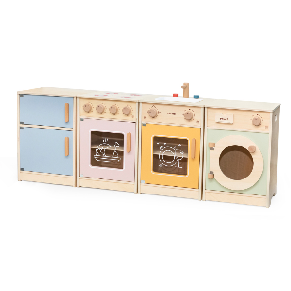 Set de bucătărie din lemn, multicolor