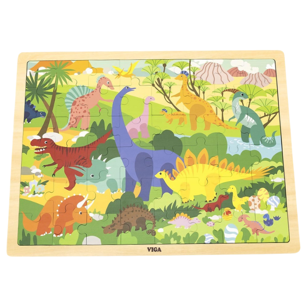 Puzzle din lemn “Dinozauri” 48 elem.