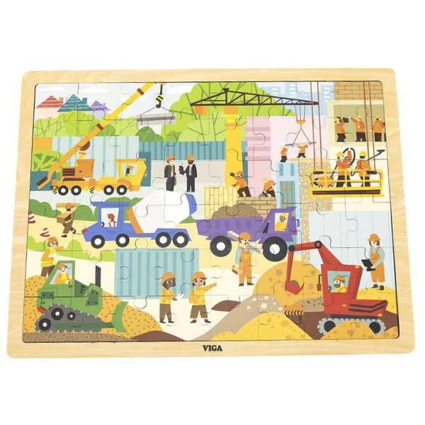 Puzzle din lemn “Șantier” 48 elem.