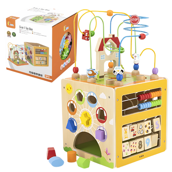Cub Montessori din lemn 5 în 1