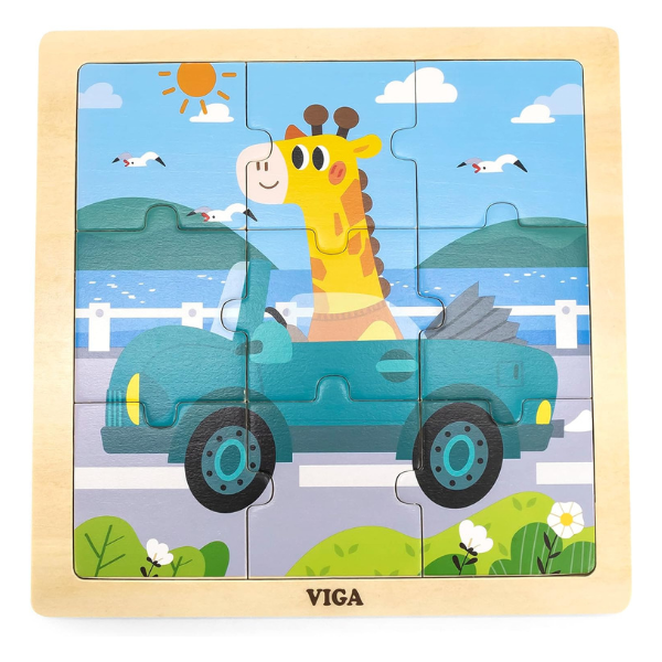 Puzzle din lemn “Automobilul”, 9 elem.