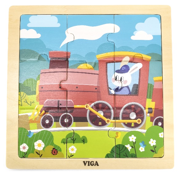 Puzzle din lemn “Locomotivă” 9 elem.