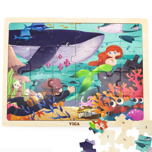 Puzzle din lemn “Universul subacvatic”, 24 elem.