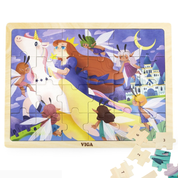 Puzzle din lemn “Zburând pe unicorn”, 24 elem.