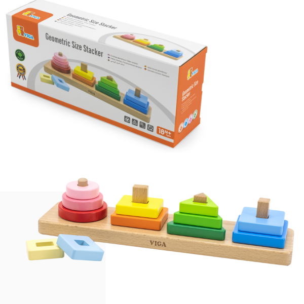 Sorter geometric din lemn “Învățăm despre forme si culori”