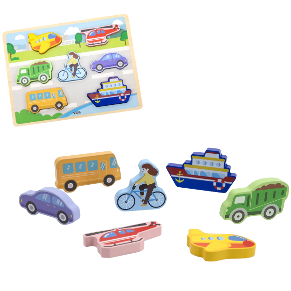 Puzzle tactil – inserție “Transport”, 7 elem.