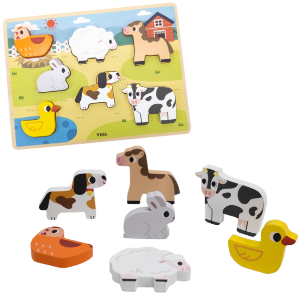 Puzzle tactil – inserție “Ferma”, 7 elem.